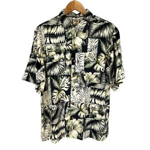 TOMMY BAHAMA Shirt Mens Size M 100% Silk Vintage Short Sleeve Button Up Tropical